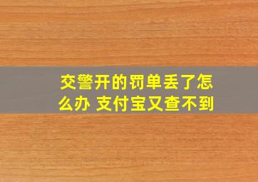 交警开的罚单丢了怎么办 支付宝又查不到